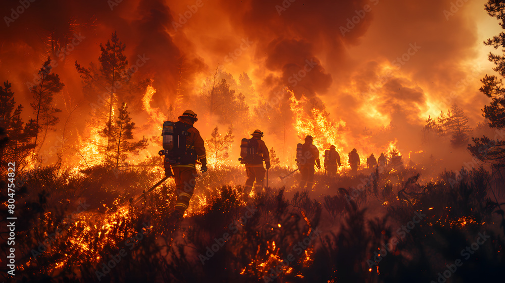 Fototapeta premium firefighters in action