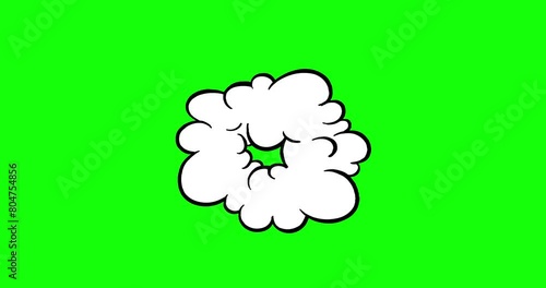 Bubble speed up poof cloud speech cartoon greenbox animation black drawing isolated comic version. photo