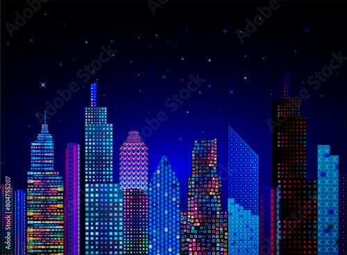 abstract city scape raster image illustration.