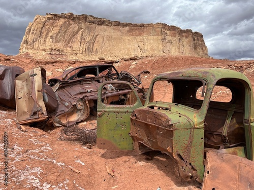 Abandoned cars in the desert 