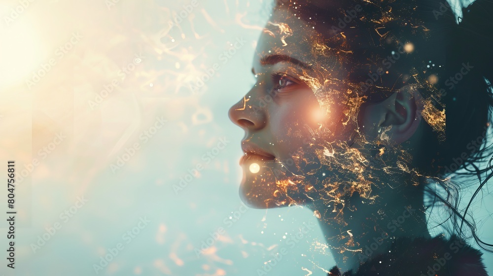 “A Mesmerizing Double Exposure Capturing Contrasting Emotions of Happiness and Contemplation”