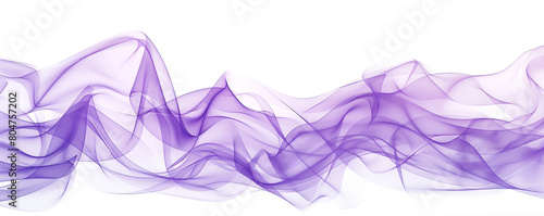 Soothing Lavender Mist Waves, Gentle Purple Wavy Abstract Background, Isolated on White