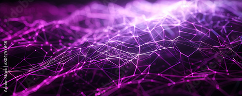 Abstract mesh of neon violet lines on a black canvas, mimicking the flow of information in a supercomputer network. photo