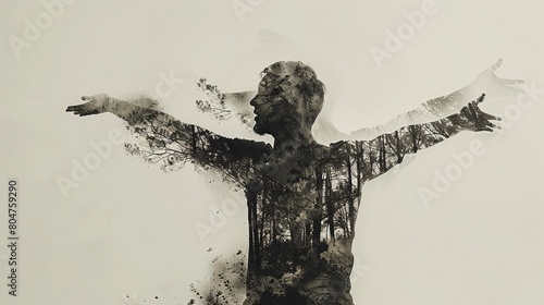 “Poignant Double Exposure: Journey from Burden to Liberation”
