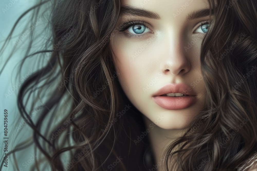Captivating Beauty brunette girl. Style care. Generate ai Captivating Beauty brunette girl. Style care. Generate ai