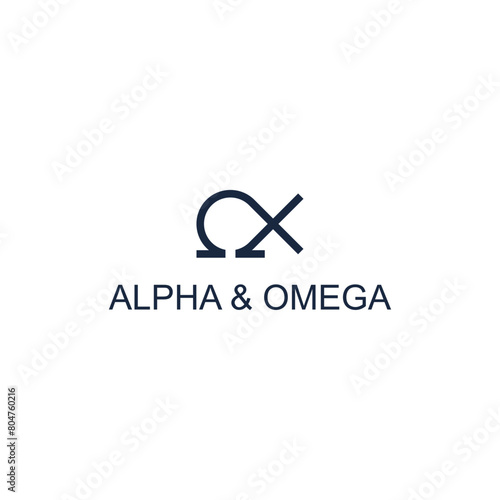 alpha omega simple sleek creative geometric modern logo design vector