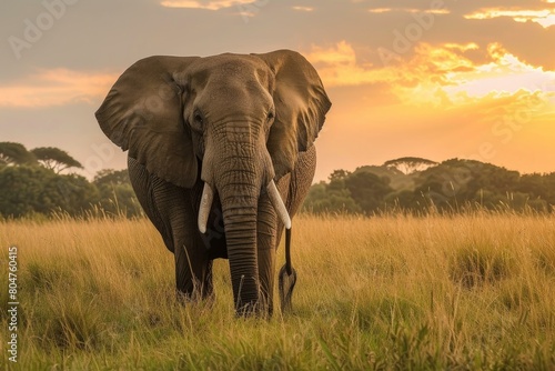 Serene Beautiful elephant wildlife. Big safari wild animal. Generate Ai