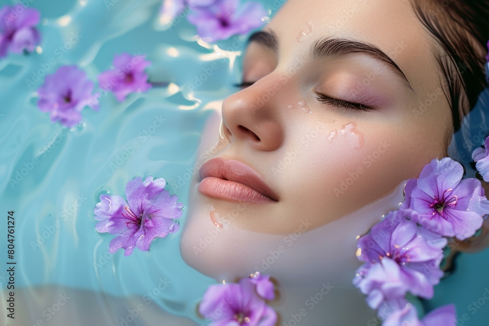 Luxurious Beautiful female spa massage. Face health. Generate AI