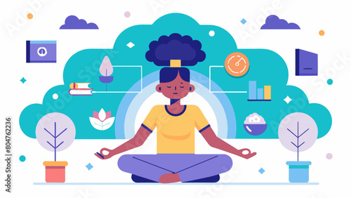 A mindful circuit workout incorporating intentional and deliberate movements to strengthen the mindbody connection.. Vector illustration
