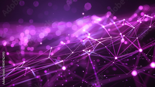 Purple digital fabric with interconnected nodes and glowing lines, representing the internet of things in a modern tech scenario.