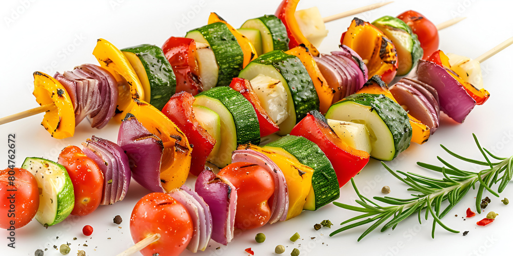 grilled vegetables on a plate, Vegetarian skewers with different grilled vegetables. Vegan barbecue party menu, Chicken grill sheek boti on coals, Reshmi chicken malai tikka also known as afghani, 
