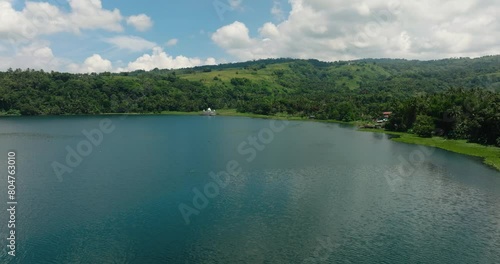 Lake Lanao with mosque in lake coast. Mountain with forest and jungle. Lanao del Sur. Mindanao, Philippines. photo
