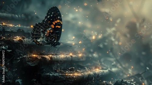 butterfly sit on the stairs