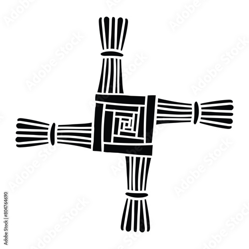 Brigid's Cross made of straw hand-drawn doodle isolated icon. Wiccan pagan sketched symbol. Isolated vector element, Hand drawn lineart illustration