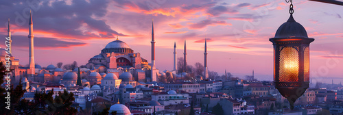 Breath-taking Twilight Scenery of Historic Turkish Cityscape with Iconic Landmarks photo