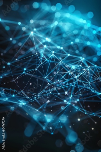 Interconnected dots on bright blue backdrop, illustrating communication and network concept © Ilja