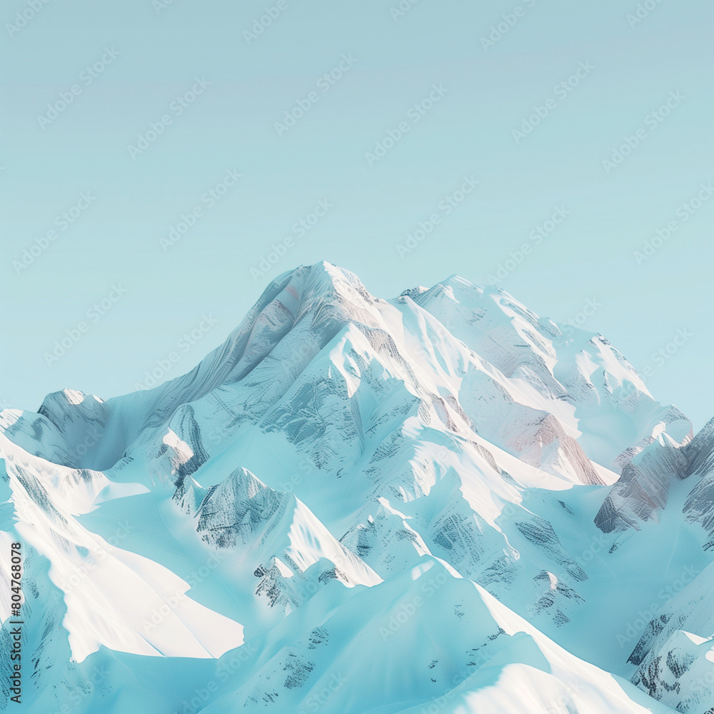 Fototapeta premium Delicate Snowy Mountain Edge with Clear Cover for High Peak Visuals