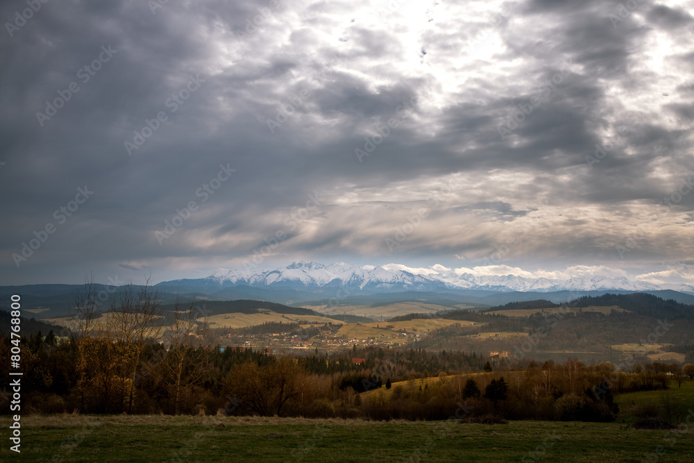 panorama of the Pieniny mountains in Poland in spring panorama of the Pieniny mountains in Poland in spring