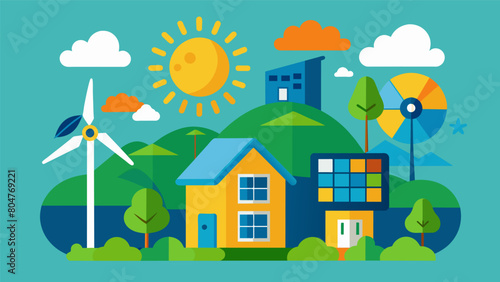 Embrace a sustainable lifestyle by learning about the importance of reducing energy consumption and using renewable energy sources.. Vector illustration