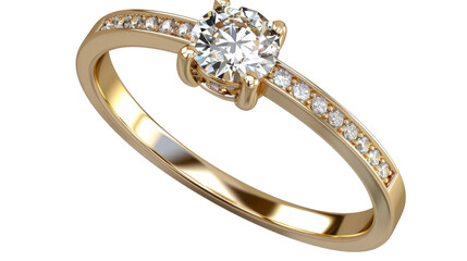 Wedding ring - gold, diamond, white background, png transparent 