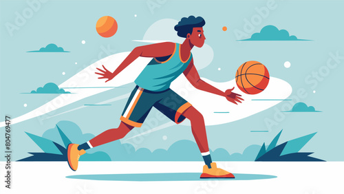 A basketball player with ADHD making quick and strategic moves on the court outsmarting their opponents.. Vector illustration