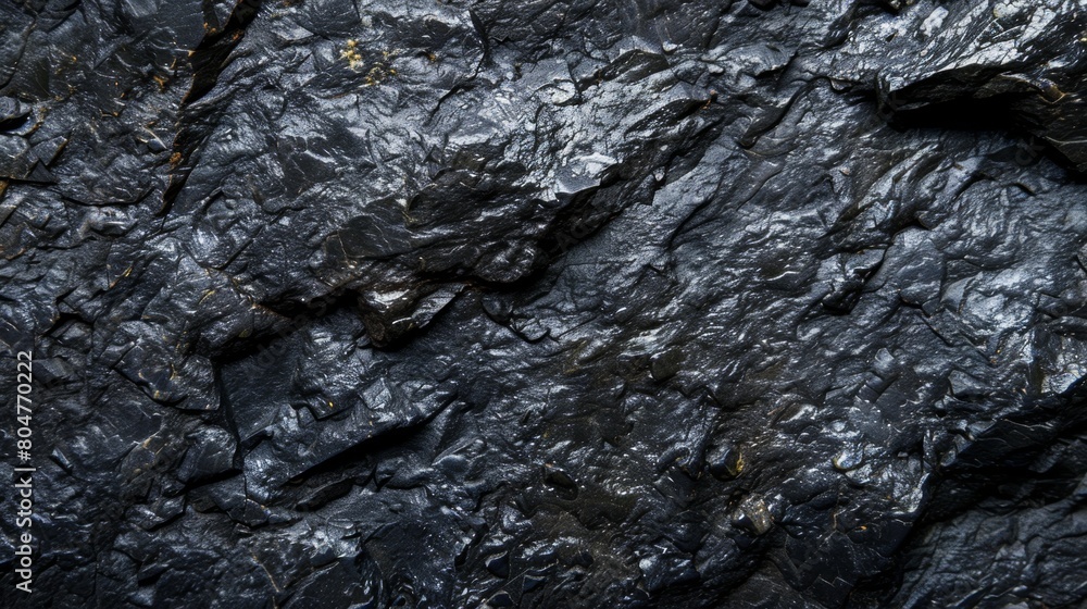Detailed texture of black rock with natural patterns and slight sheen. Detailed texture of black rock with natural patterns and slight sheen.