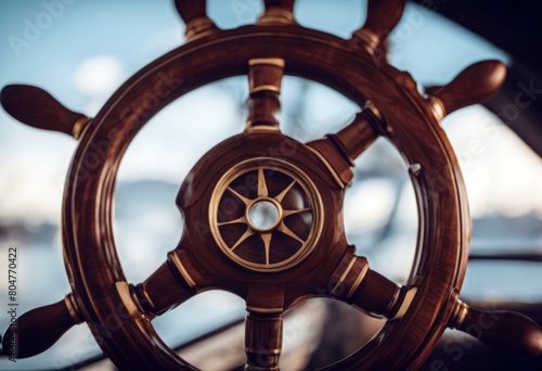 'steering ship wheel old sky sea deck mast rack rest wind blue boat sail rope cable yacht plank colours cruise nobody travel rudder luxury cloud tackle moored wooden vessel leisure frigate' photo