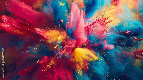 Vibrant explosion of colors in a dynamic abstract composition