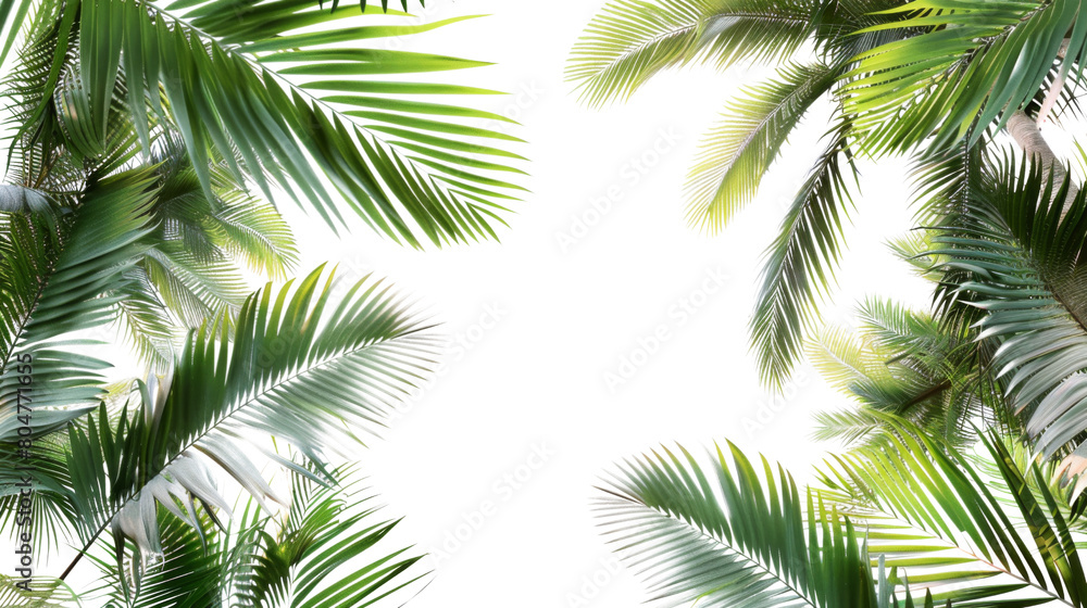 Fototapeta premium tropical coconut palm leaves tree for summer background on white png file transparent