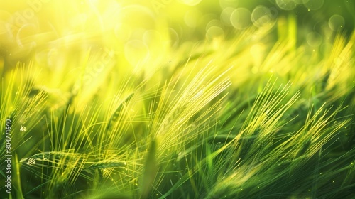 A closeup shot capturing the movement of tall terrestrial plants in a windy natural landscape. The grassland sways gracefully in the wind AIG50