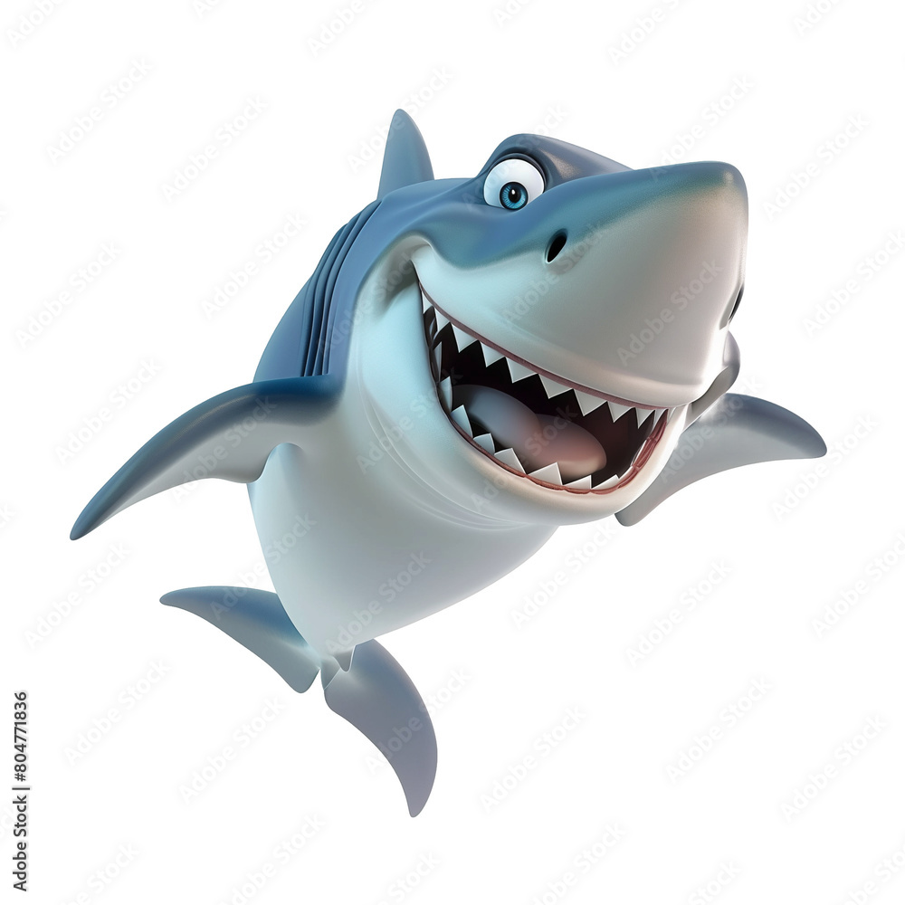 3d cute cartoon shark. Cute ocean animal predator, isolated on isolated on transparent background 3d cute cartoon shark. Cute ocean animal predator, isolated on isolated on transparent background