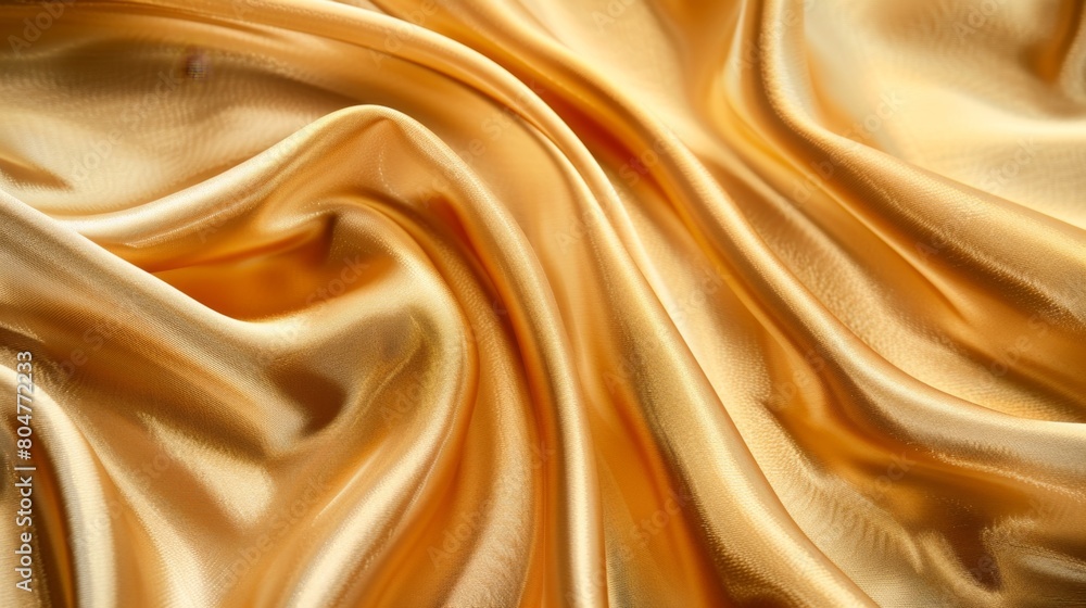 Luxurious golden silk fabric draped elegantly with soft waves. Luxurious golden silk fabric draped elegantly with soft waves.