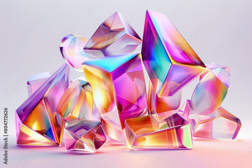 Vibrant holo abstract 3D shape, captivating images showcasing holographic textures and dynamic forms, a mesmerizing display of colors and patterns in three-dimensional space Vibrant holo abstract 3D shape, captivating images showcasing holographic textures and dynamic forms, a mesmerizing display of colors and patterns in three-dimensional space