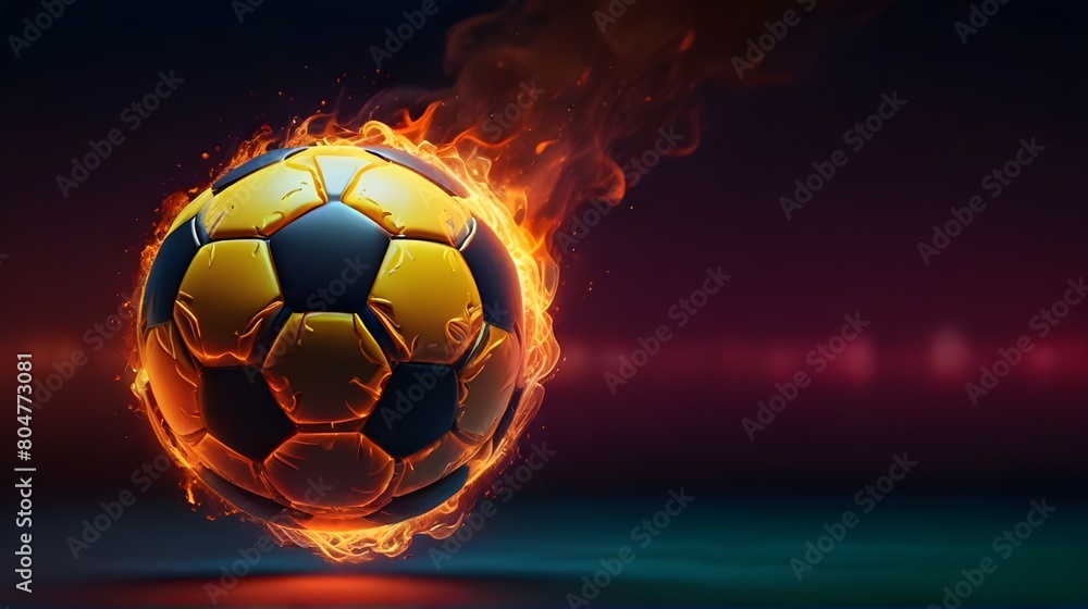 Fototapeta premium Soccer Ball Goal: Neon Lines, Flames, and Glowing Soccer Ball - Dynamic Sports Illustration, Soccer Victory Concept,Sports Graphics, Soccer Event Promotions, Athletic Apparel Designs, Digital Art 