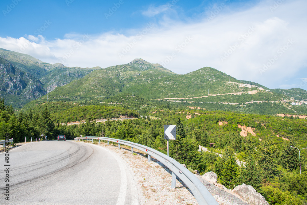 Road in the mountains of the Albanian Riviera