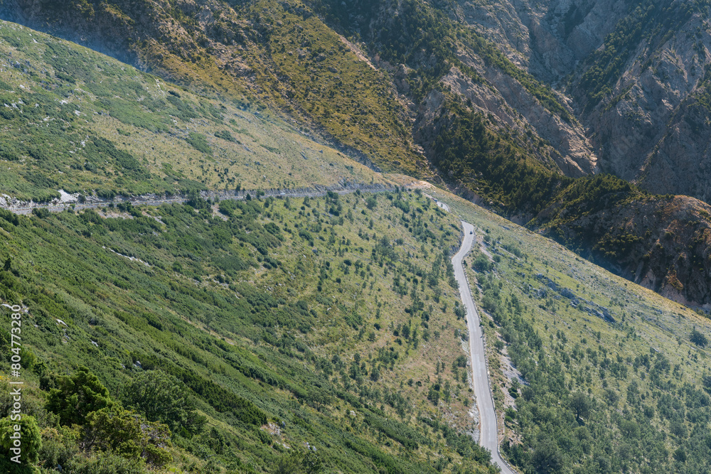 The mountain road across the Llogara pass in Albania