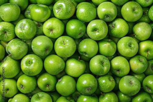Fresh background with lots of green apples