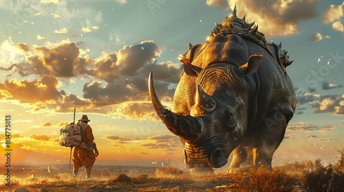 Rhino Prepared for the Journey Ahead. Generative Ai © We3 Animal