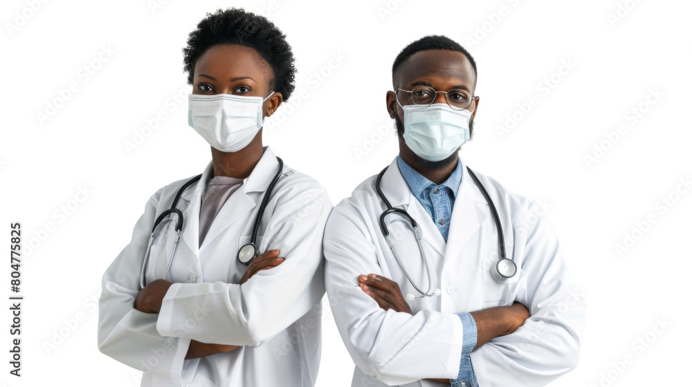 Obraz premium Surgeons team, uniform, arms crossed, isolated on white background