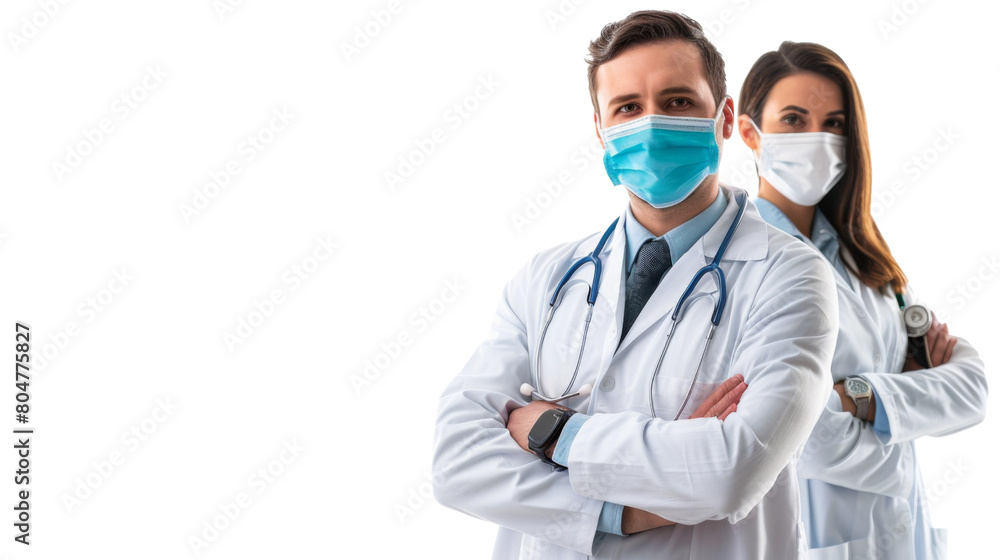 Surgeons team, uniform, arms crossed, isolated on white background Surgeons team, uniform, arms crossed, isolated on white background