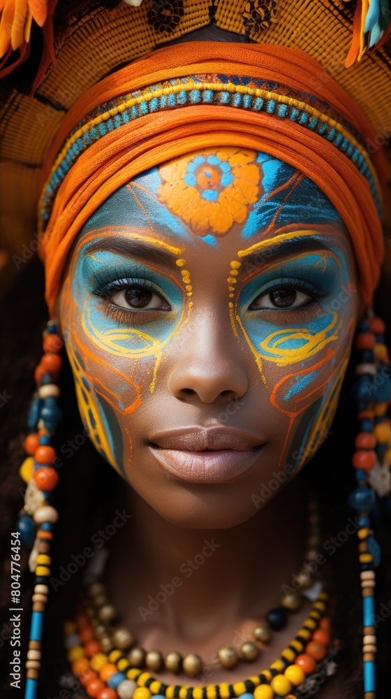 Vibrant face painting and jewelry Vibrant face painting and jewelry