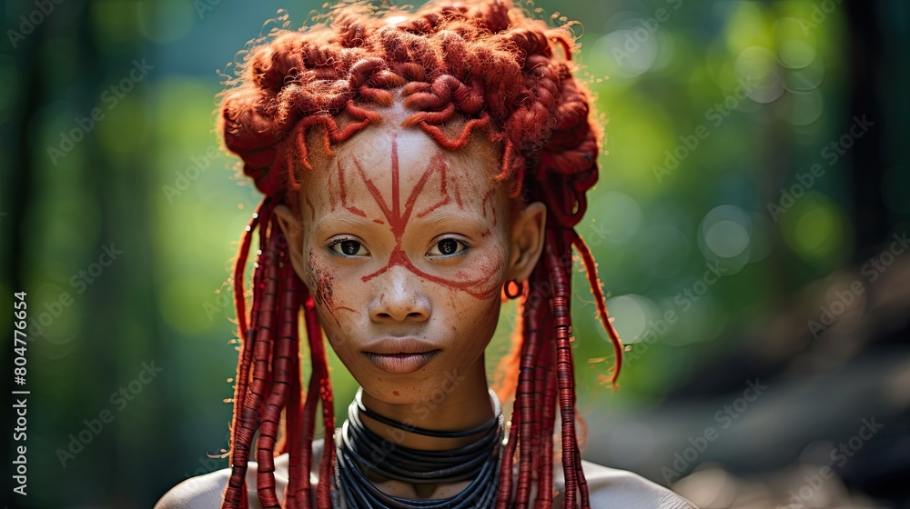 Vibrant portrait of a person with intricate face paint and hairstyle Vibrant portrait of a person with intricate face paint and hairstyle