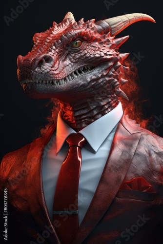 Fierce dragon businessman in suit