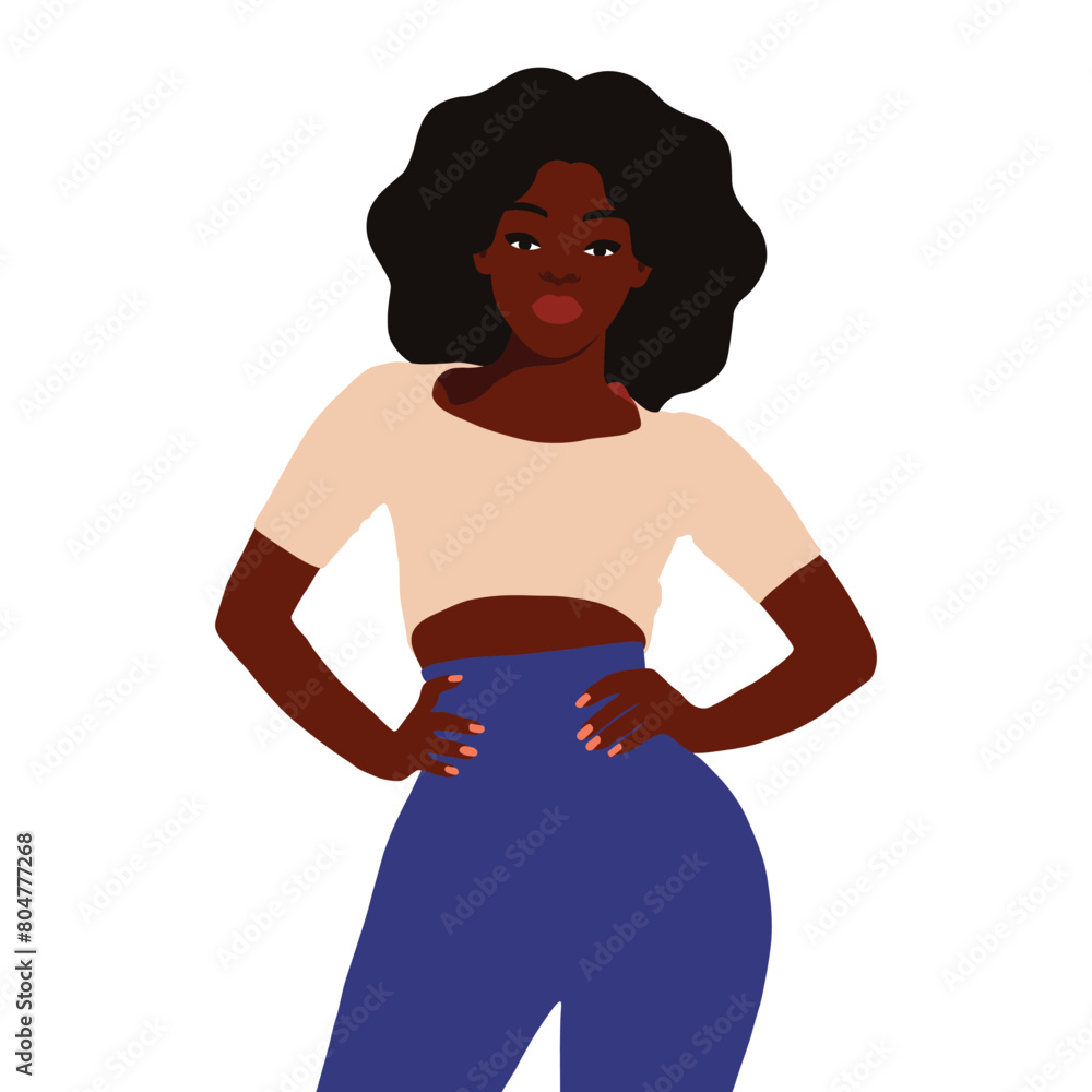 Afro black woman in elegant art style vector Afro black woman in elegant art style vector