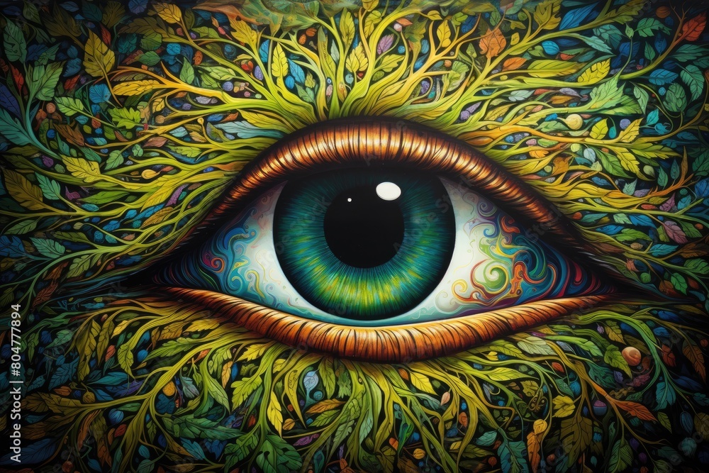 surreal eye with nature elements