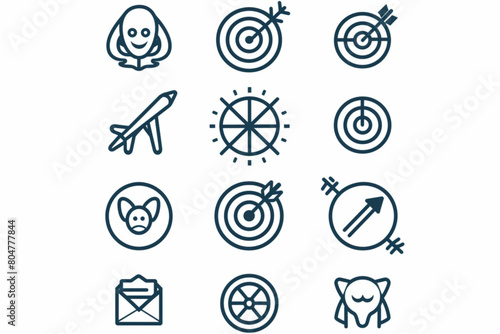 Success ,Goals and Target related editable stroke icon set .Contains thin Icons as Achievement, Aim, Motivation and more. vector icon, white background, photo