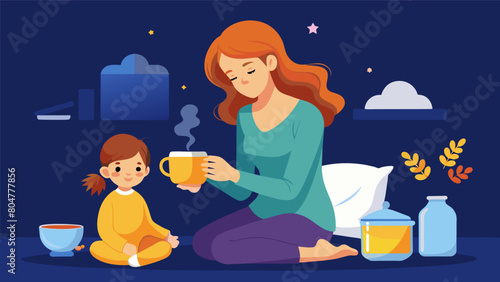 A young mother brews a cup of honey and ginger tea after a busy day enjoying a few moments of peace and calm before tucking her children into bed..