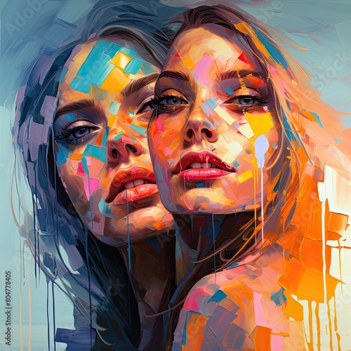 vibrant abstract portrait of a woman