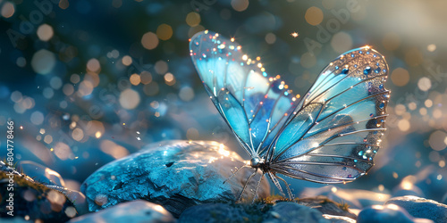 butterfly on a blue, Butterfly with lights on the wings, Butterfly Fantasy Art Images , Butterfly made of ice winter butterfly concept, Blue butterfly on a flower, Butterfly 3d art UHD wallpaper,  photo