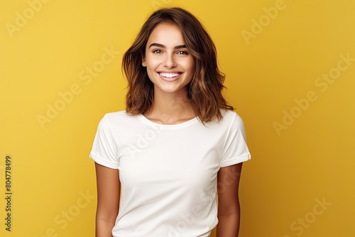 Smiling woman with wavy brown hair